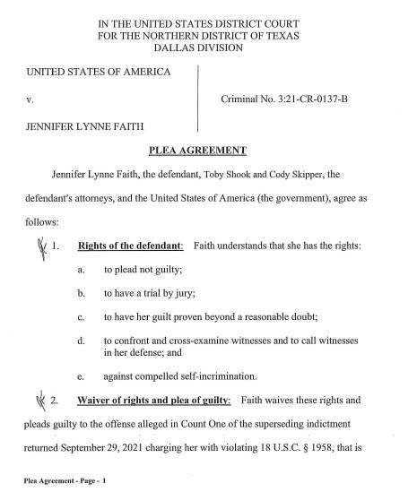 Jennifer Faith plea 