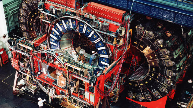 Technicians Work on Collider Detector 