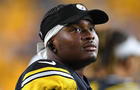 Dwayne Haskins, #3 of the Pittsburgh Steelers, looks on during a game against the Detroit Lions at Heinz Field on August 21, 2021, in Pittsburgh, Pennsylvania. 