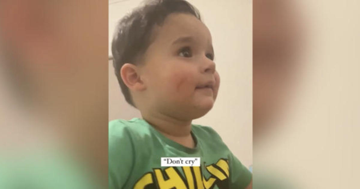 2-year-old calms down mom - CBS News