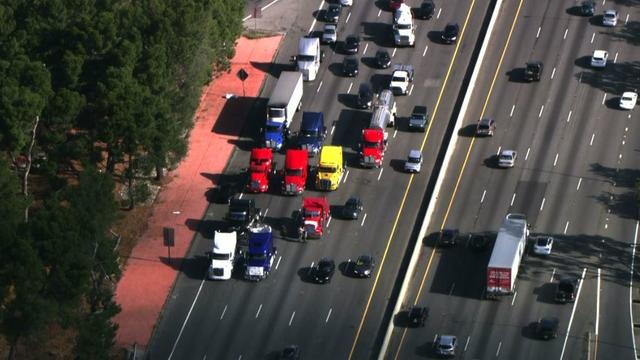Big-rig protest shuts down 5 freeway in Glendale 