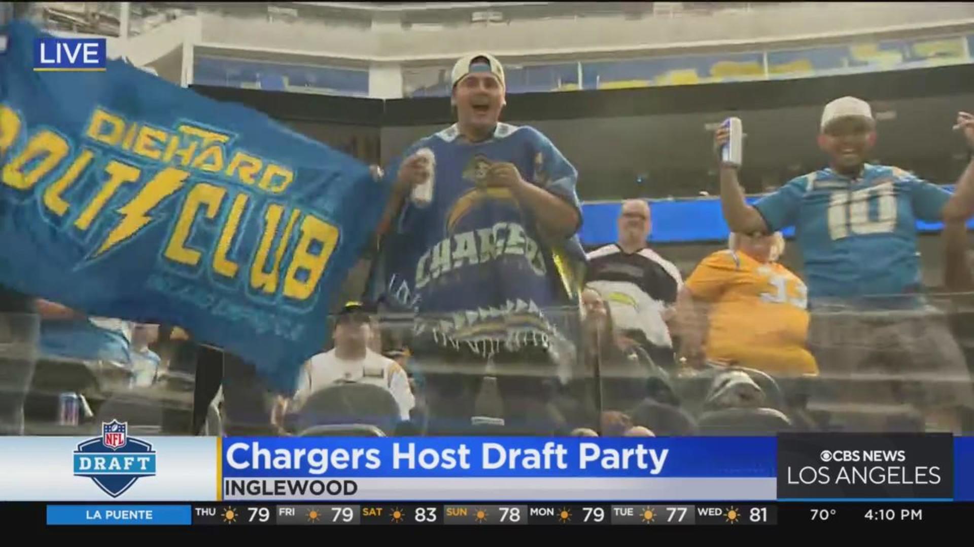 Chargers host NFL Draft Party at SoFi Stadium in Inglewood; Select Zion  Johnson with 17th pick - CBS Los Angeles