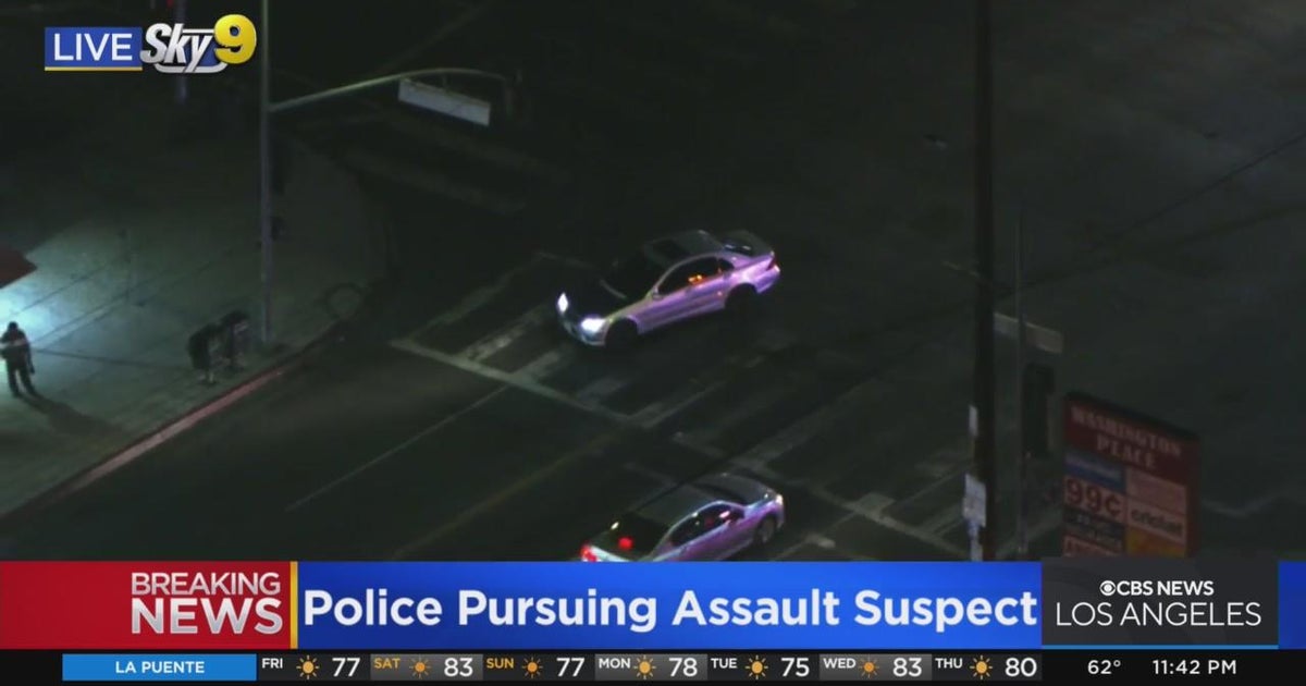 Procession of officers continue to follow the pursuit suspect - CBS Los ...