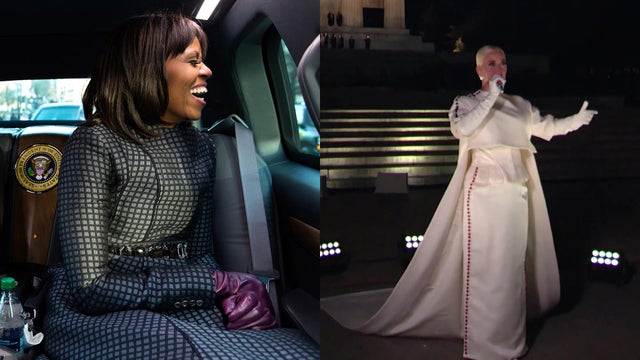 President Barack Obama and First Lady Michelle Obama riding in the Presidential limo. 
