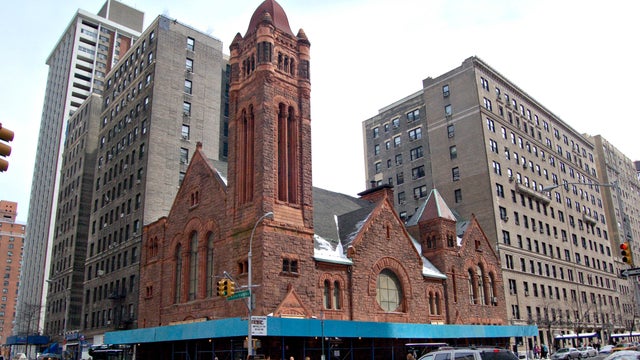 Traffic passes by West Park Presbyterian Church, a circa 189 