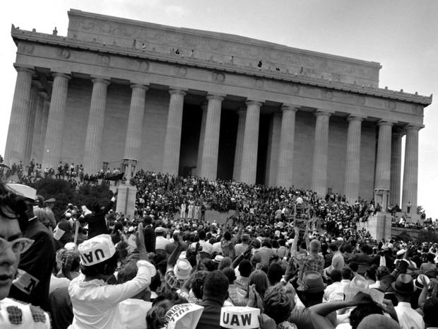At The Lincoln Memorial During March On Washington 