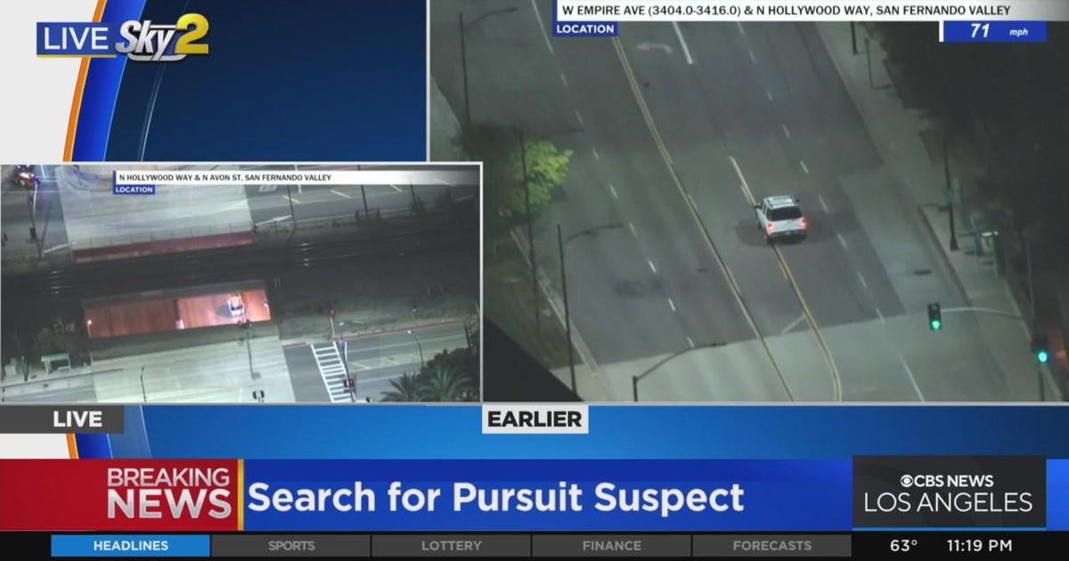Police detain one person after pursuit of a stolen vehicle - CBS Los ...