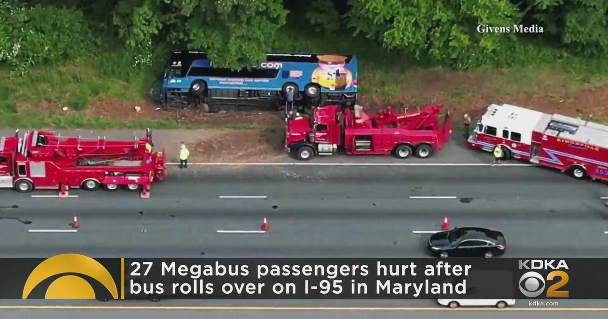 27 Megabus passengers hurt after bus rolls over on I95 CBS Pittsburgh