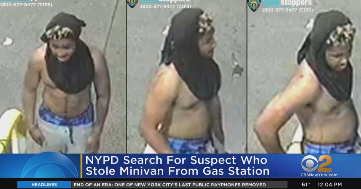 Man seen on video stealing car from gas station - CBS New York