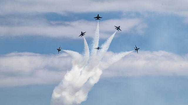 The USAF Thunderbirds fly into the sky at Memorial Day air show on Long Island 