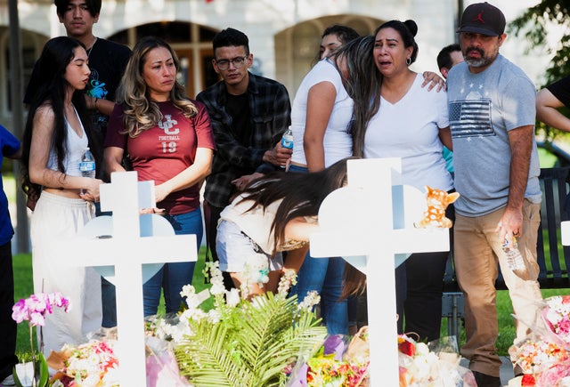 People react after a mass shooting at Robb Elementary School in Uvalde 
