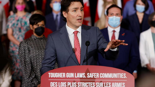 Canada's Prime Minister Justin Trudeau speaks at a news conference about firearm-control legislation that was tabled today in the House of Commons in Ottawa 