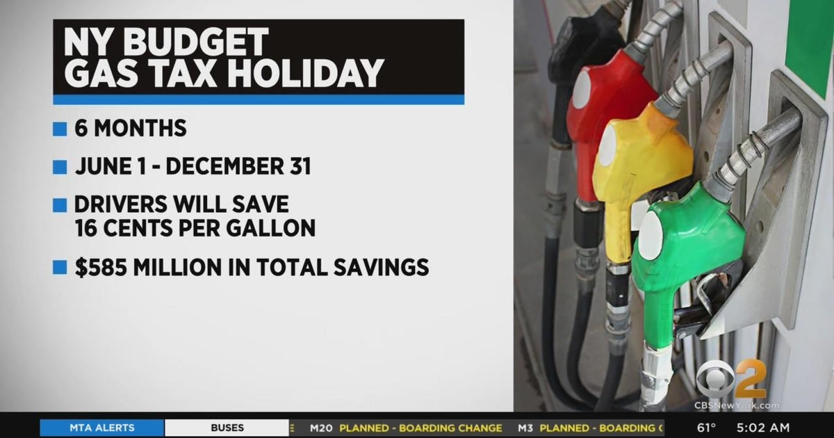 New York suspends gas tax for 6 months - CBS New York