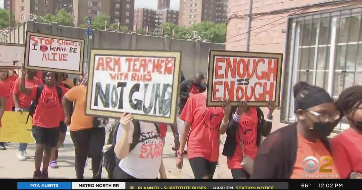 Students walk out wearing orange to protest gun violence - CBS New York