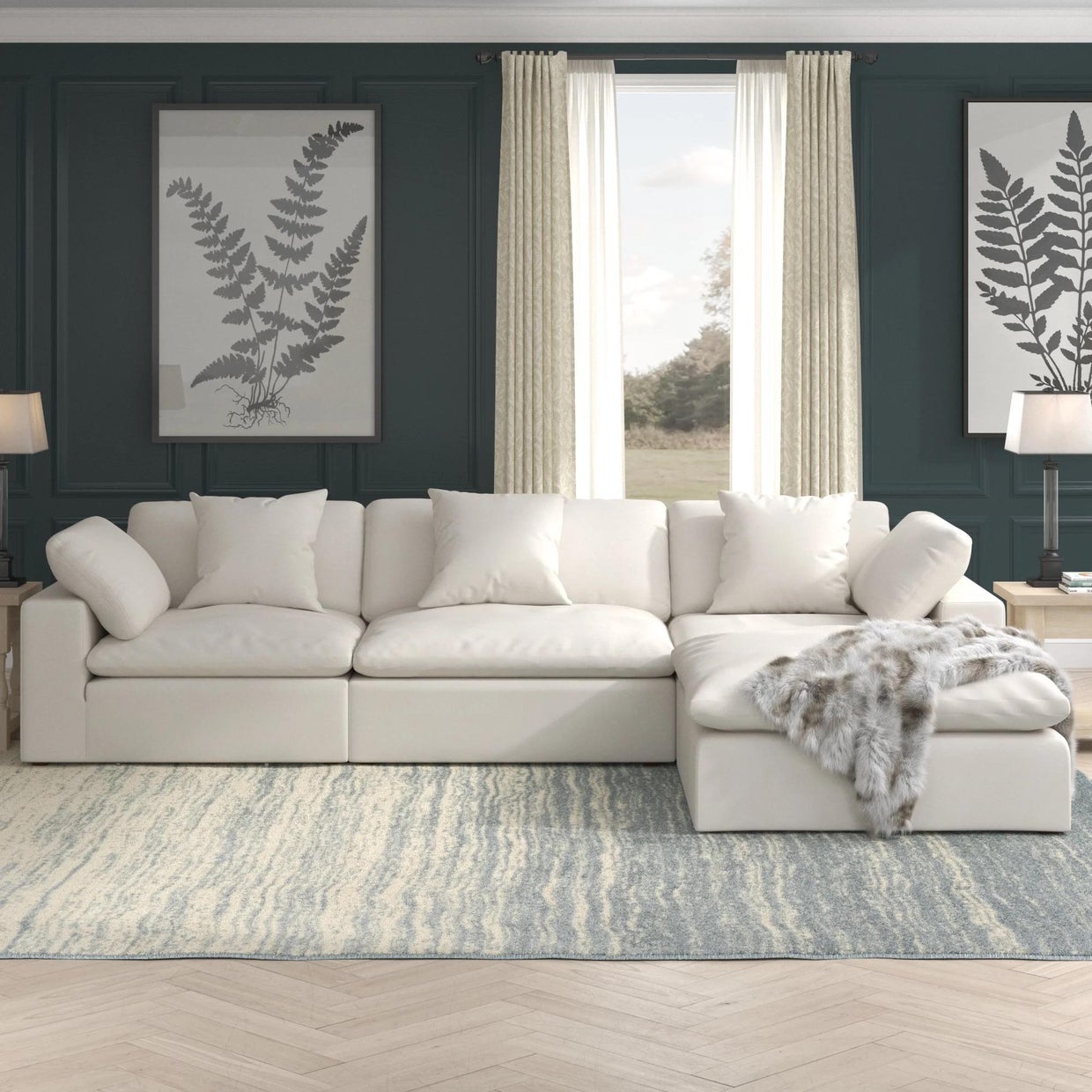 Janeen wide reversible modular sofa and chaise 