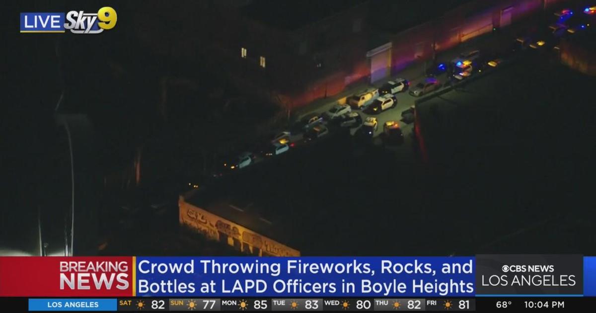 Crowd shooting fireworks at LAPD officers in Boyle Heights CBS Los