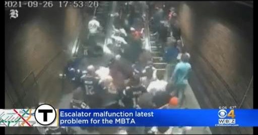 Escalator malfunctions, reverses direction at Chinatown MBTA station(00)