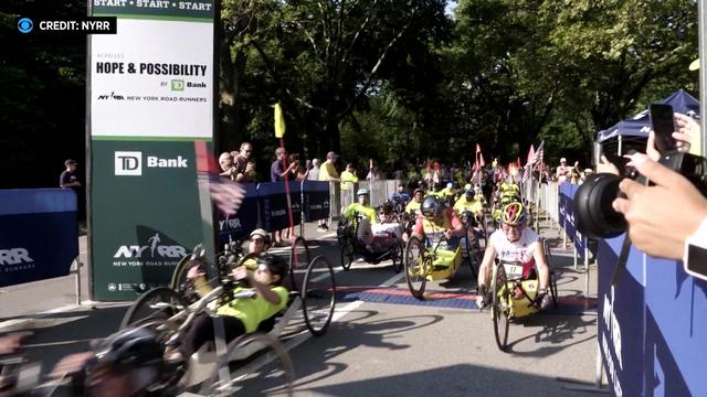 Athletes participate in the Achilles Hope and Possibility event in Central Park on June 26, 2022. 