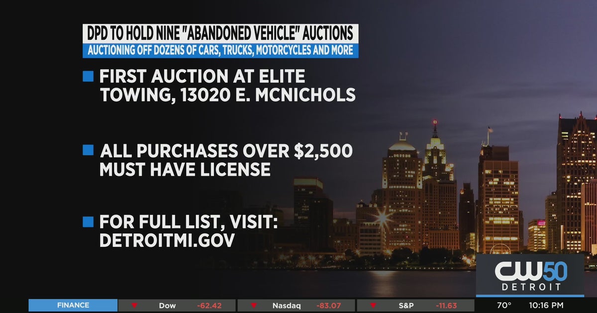 Detroit Police Department To Hold Abandoned Vehicle Auctions Beginning