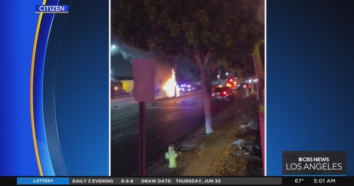 Man killed in fiery hit-and-run collision in Compton - CBS Los Angeles