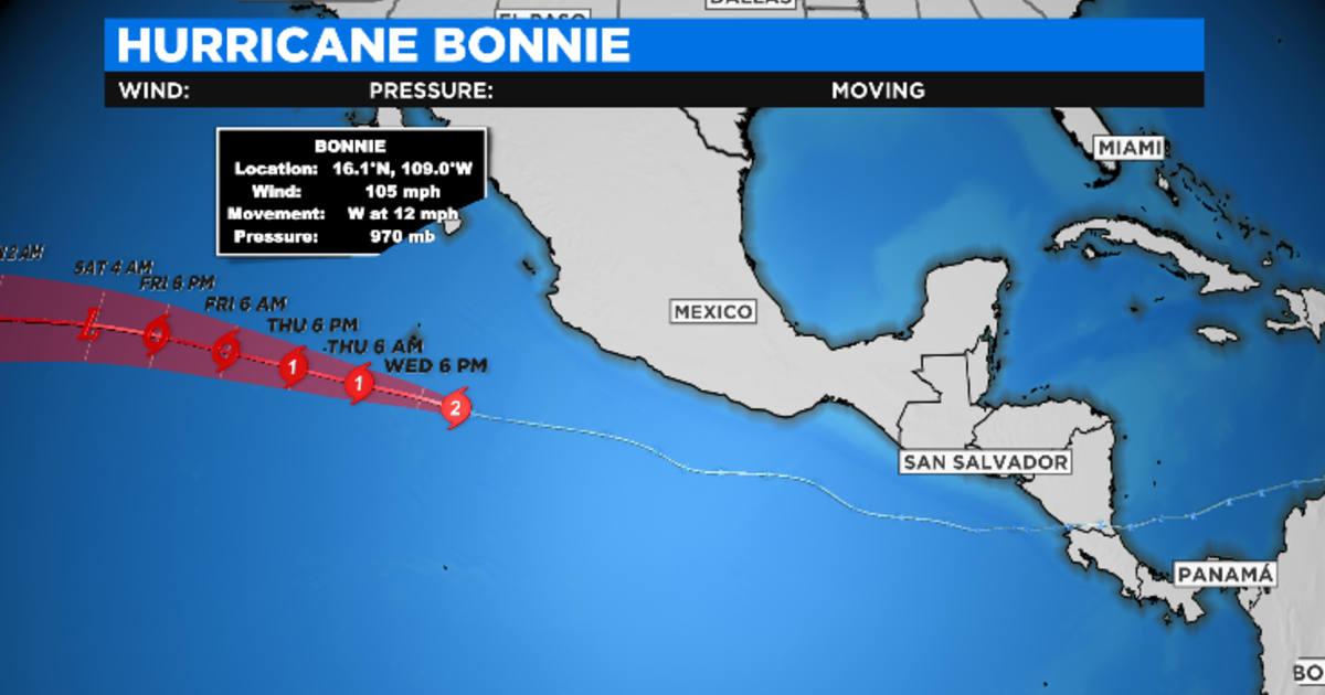 Category 2 Hurricane Bonnie makes rare jump to Pacific Ocean; winds reach 115 miles per hour off coast of Southern Mexico