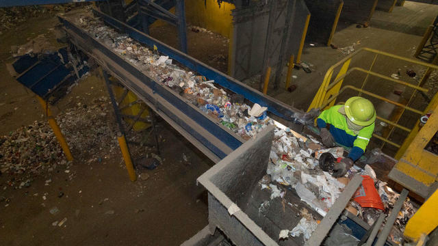 Inside a recycling center 