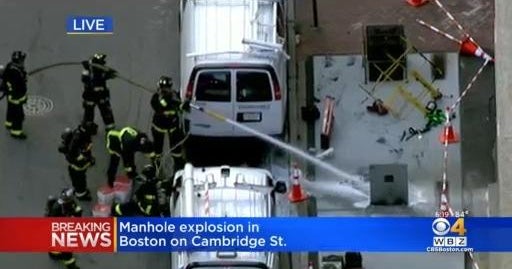 Boston firefighters respond to manhole explosion - CBS Boston