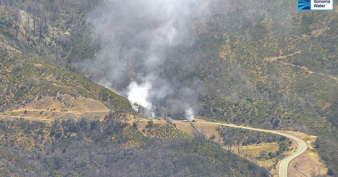 Sonoma County fire crews scramble to control vehicle fire near Geyser