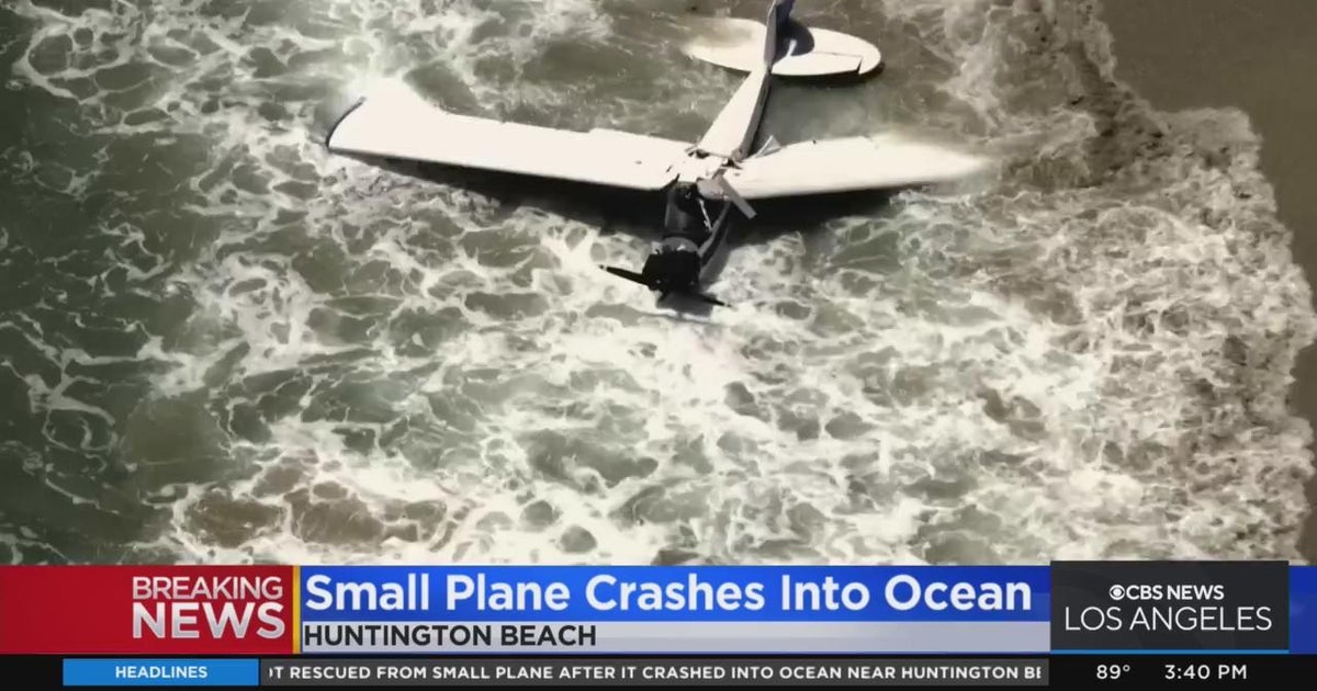 Pilot rescued from small plane after it crashed into ocean near