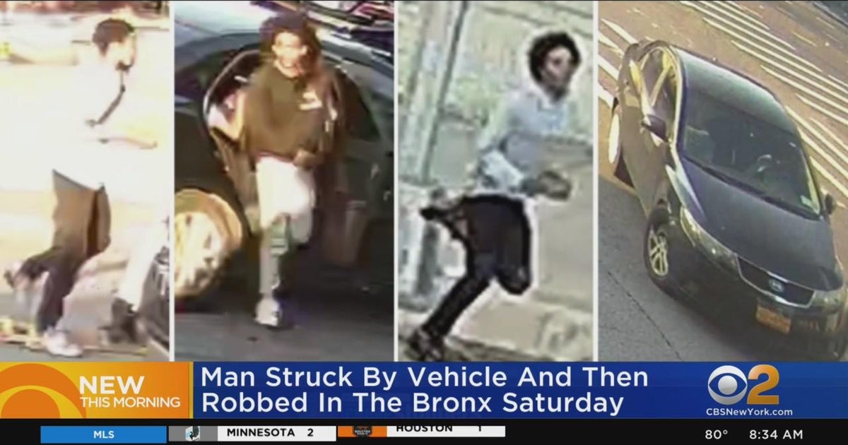 Caught on video: Man struck by car and robbed in the Bronx - CBS New York