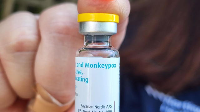 Northwell Health staff member holds monkeypox vaccine administered on Cherry Grove, Fire Island, New York 