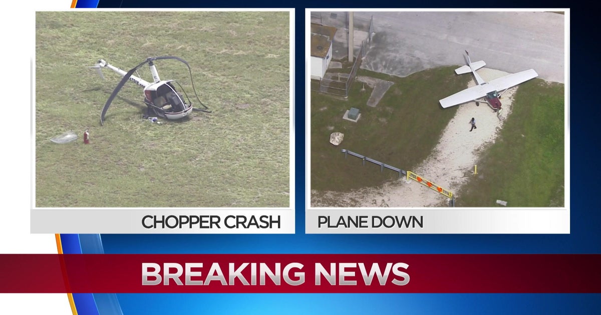 Aircraft Incidents: Helicopter crashes at local airport & plane makes emergency landing in Everglades