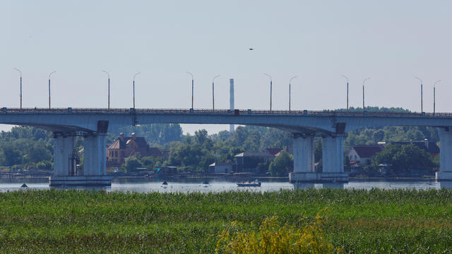 A view shows the Antonivskyi bridge in Kherson 