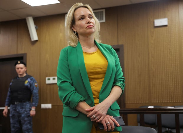 Former Russian state TV employee Marina Ovsyannikova attends a court hearing in Moscow, Russia, July 28, 2022
