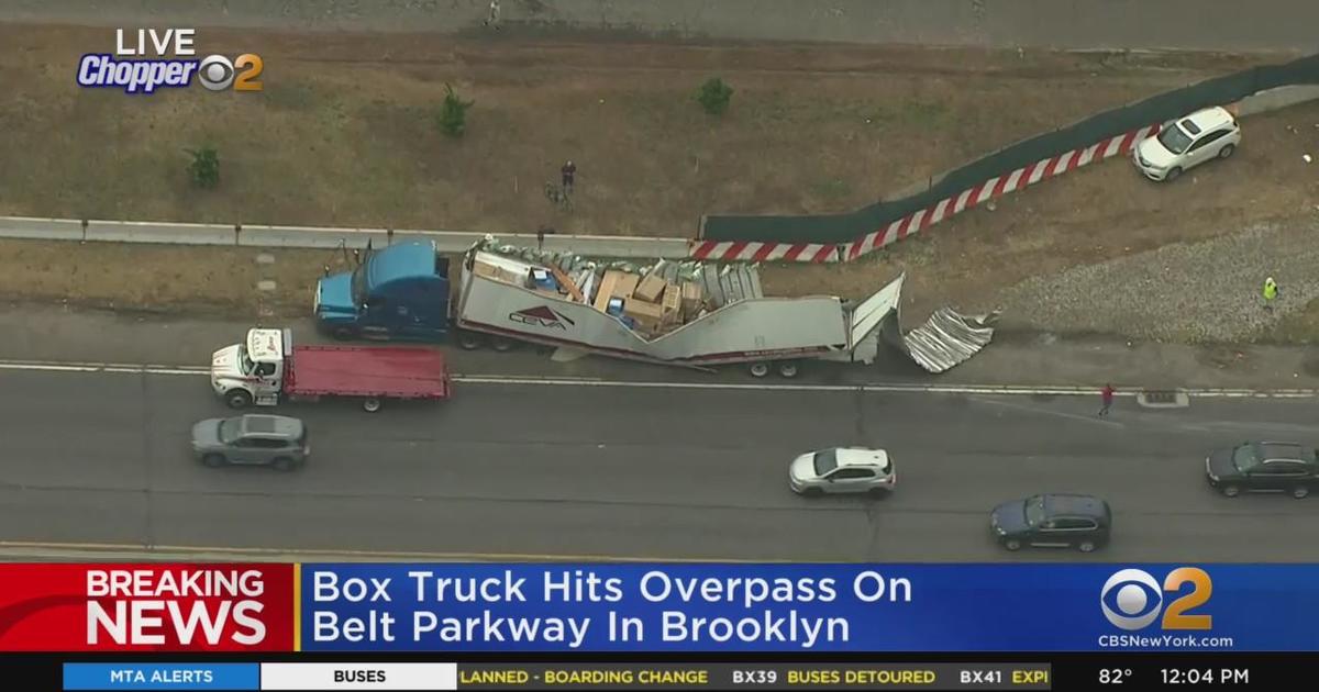 Box Truck Hits Belt Parkway Overpass - CBS New York