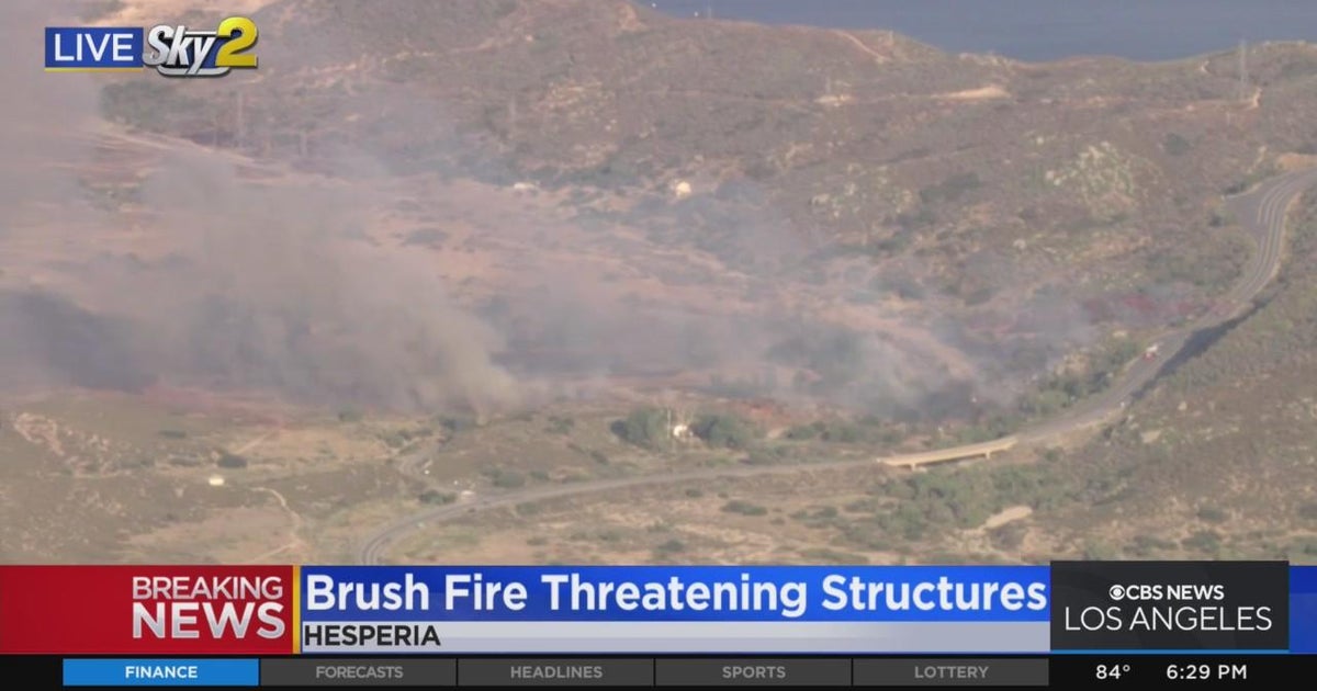 Brush fire threatening structures in Hesperia CBS Los Angeles