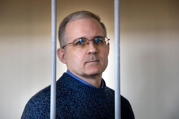 In this Aug. 23, 2019, file photo, Paul Whelan speaks while standing in a cage as he waits for a hearing in a courtroom in Moscow. 
