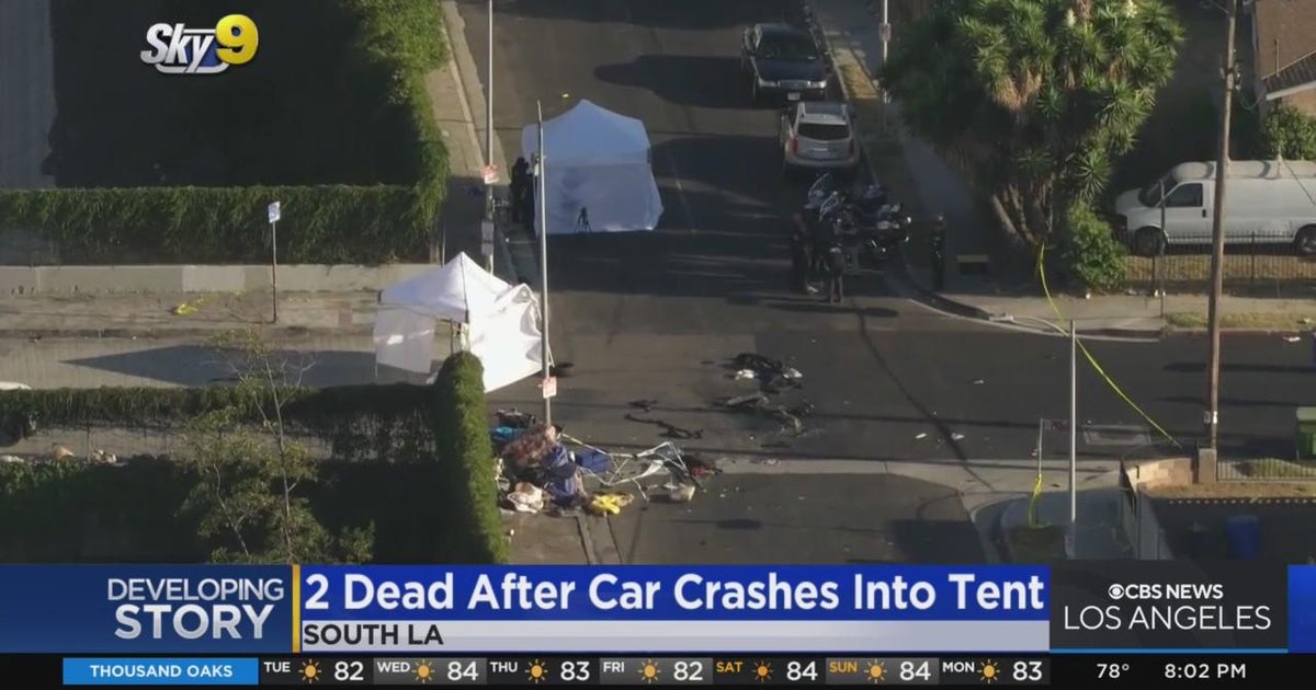 2 dead after car crashes into South LA tent - CBS Los Angeles