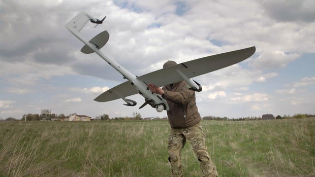 A soldier with a drone in Ukraine