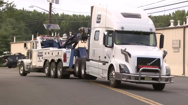 A white truck cab with specs of red blood on the passenger side door was towed to the South Brunswick Police station on Aug. 4, 2022. 