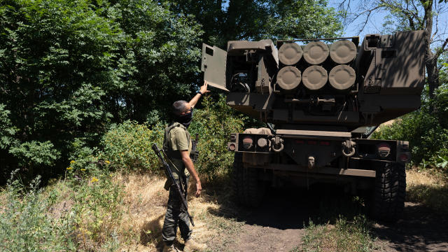 EASTERN UKRAINE , UKRAINE - JULY 1: HIMARS vehicle as seen driv 