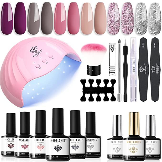 Gel nail polish kit with UV lamp 
