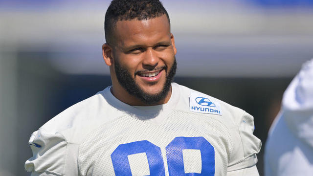 Aaron Donald #99 at the Los Angeles Rams Mandatory Minicamp 