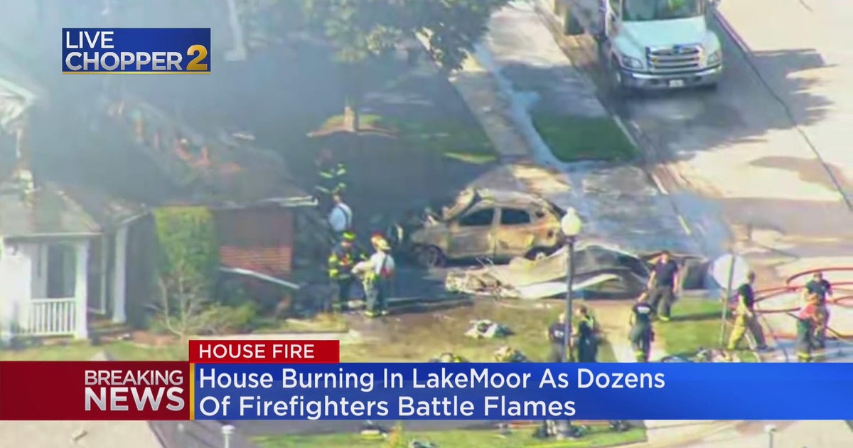House burning in Lakemoor as dozens of firefighters battle flames CBS