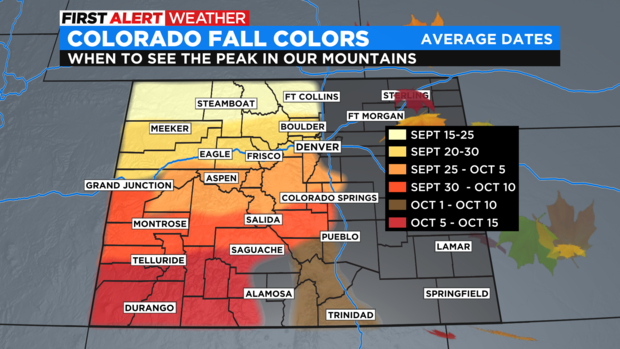 Average fall color dates in Colorado 