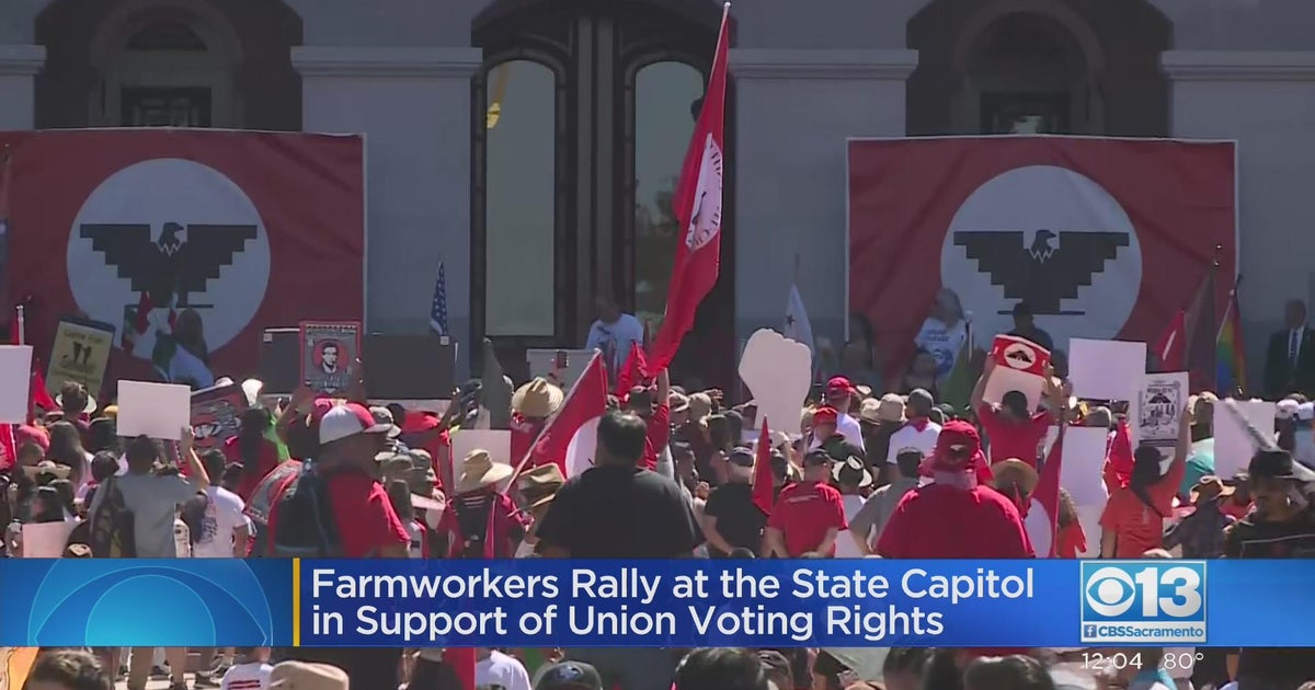 Farmworkers rally at California State Capitol in support of union voting rights bill