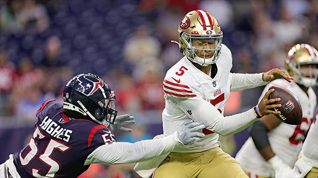 San Francisco 49ers linebacker Segun Olubi (49) looks on during