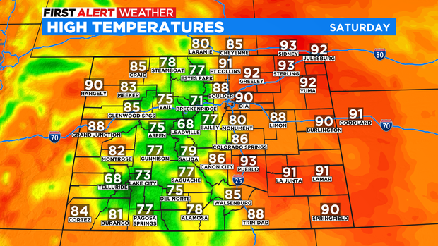 Saturday highs in Colorado 