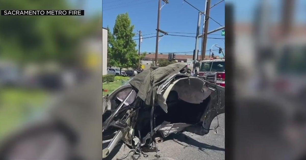 Car split in half during Sacramento car crash