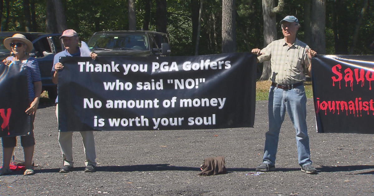 Protesters present as LIV Golf tournament gets underway in Bolton